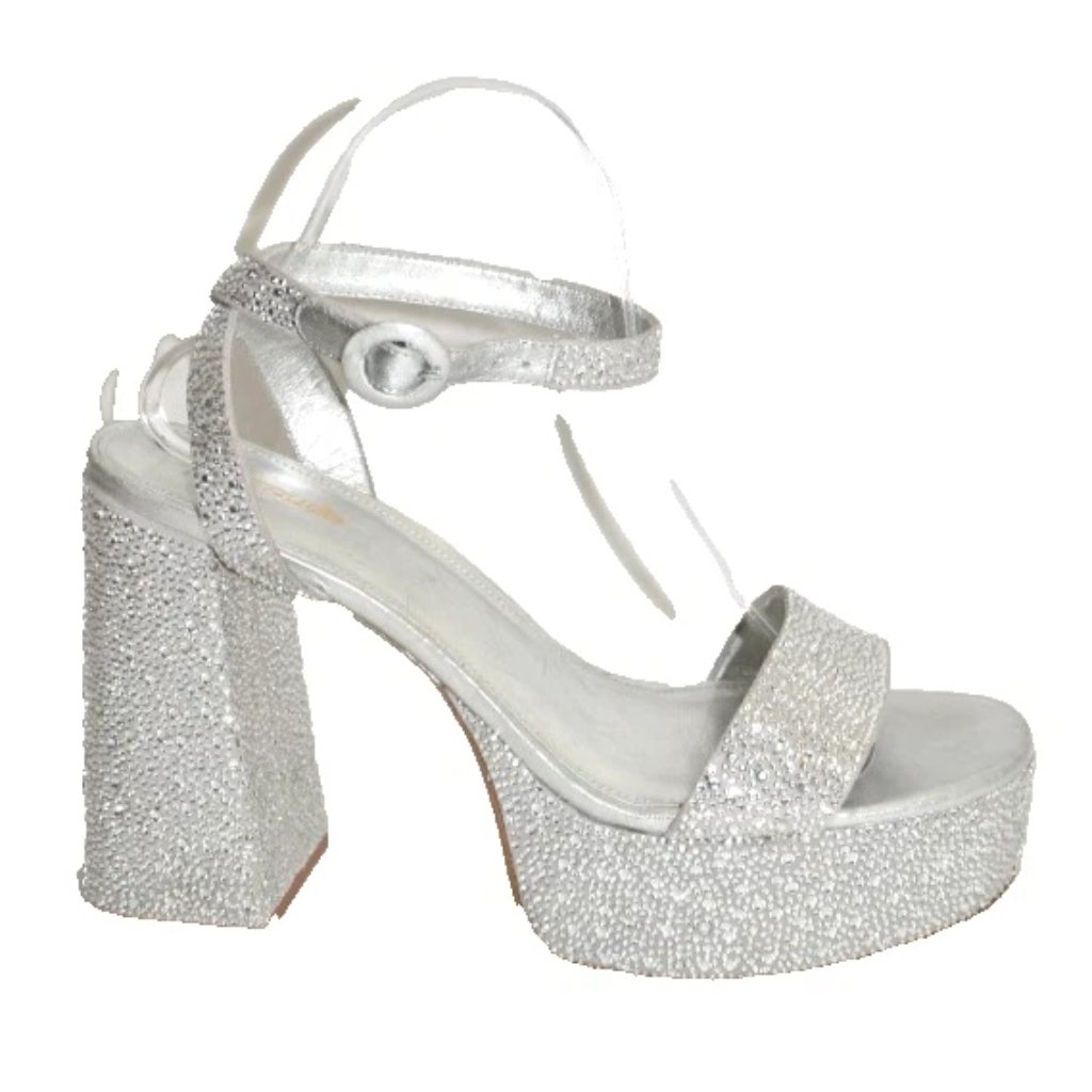 New! Larroude Dolly Crystal-Embellished Platform Ankle-Strap Sandals Sz 10 Dd531